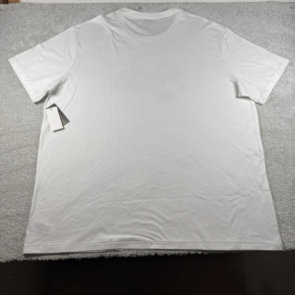 Polo Ralph Lauren T-Shirt Men 4XLT White Script Logo Graphic NWT Big & Tall HOLE